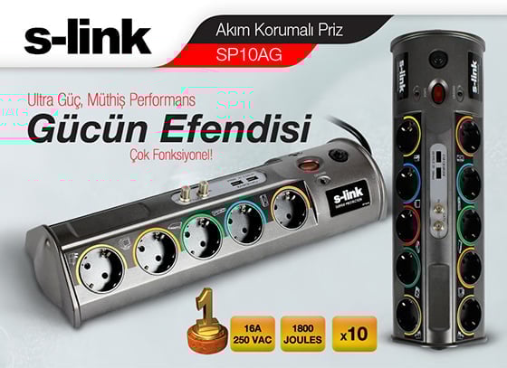 S-Link SPG10 10'lu akım korumalı priz